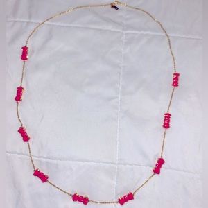 Kate Spade Take a Bow Necklace (hot pink/gold)